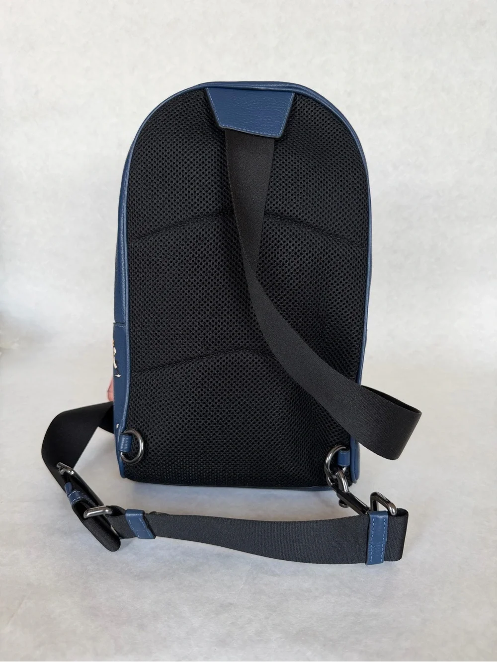 Coach West Pack With Baseball Print CAX48 Deep Blue Multi Leather Sling Mets